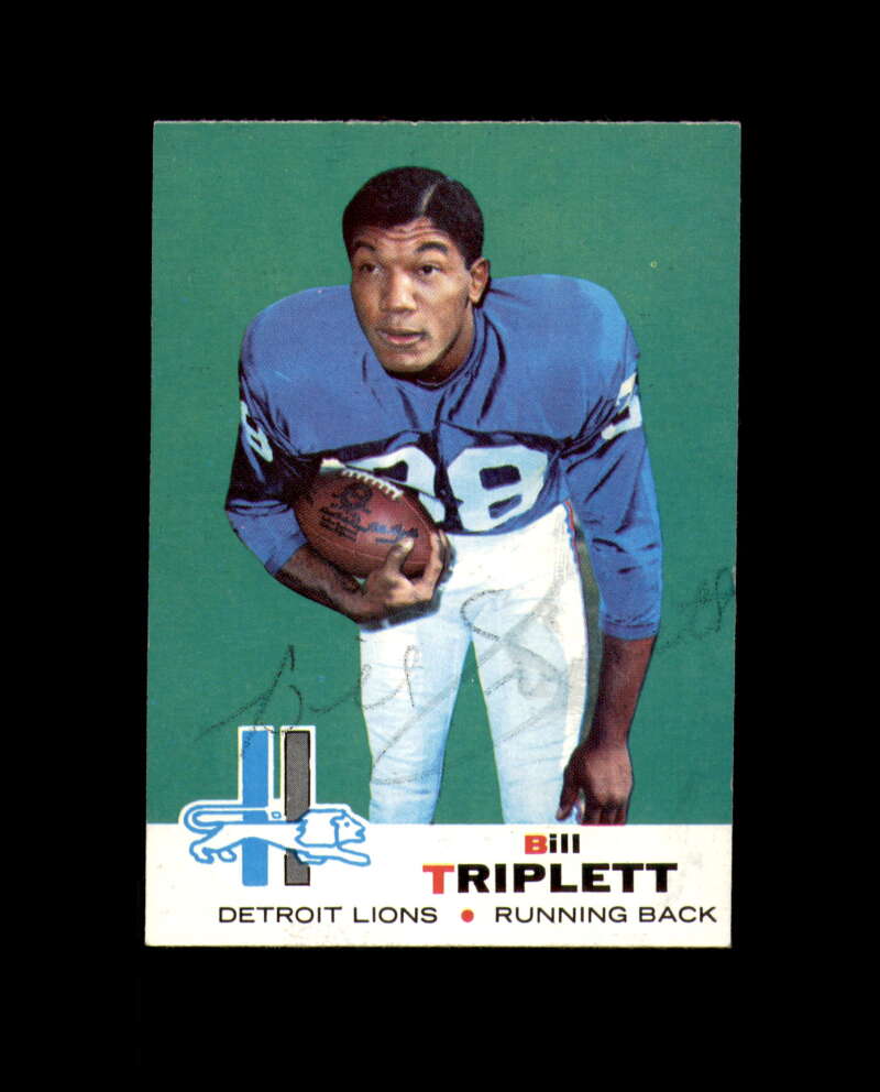 Bill Triplett Signed Original 1969 Topps Detroit Lions Autograph