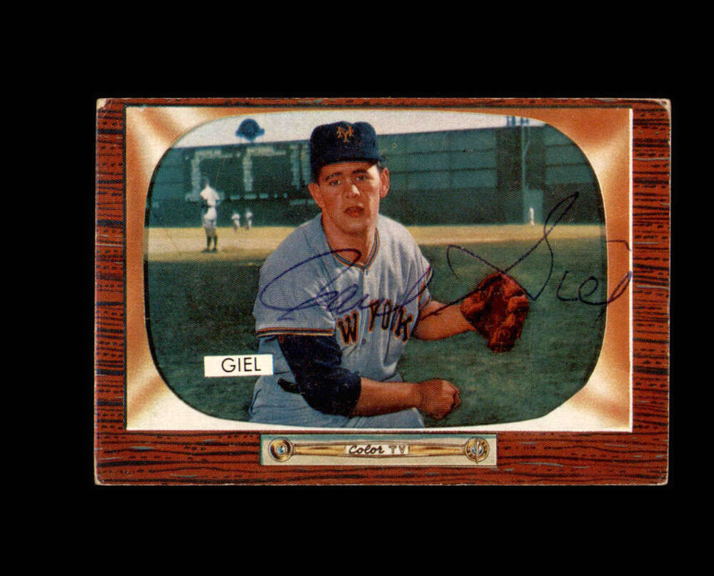 Paul Giel Signed 1955 Bowman New York Giants Autograph
