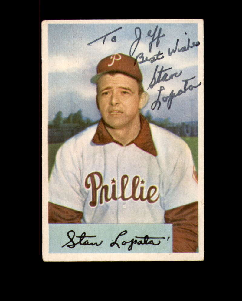 Stan Lopata Signed 1954 Bowman Philadelphia Phillies Autographed