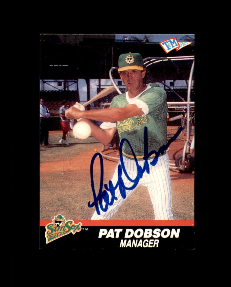 Pat Dobson Signed 1989 TM Senior League Ft. Myers Sun Sox Autograph