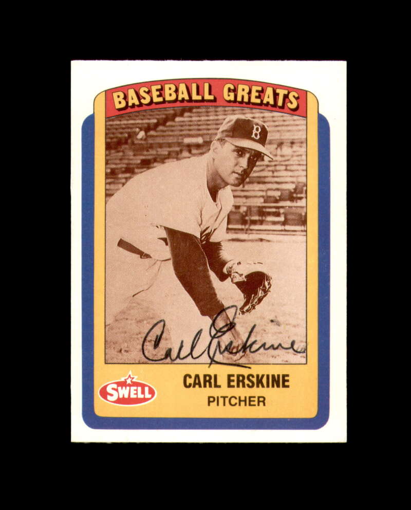 Carl Erskine Signed 1990 Swell Greats Brooklyn Dodgers Autograph