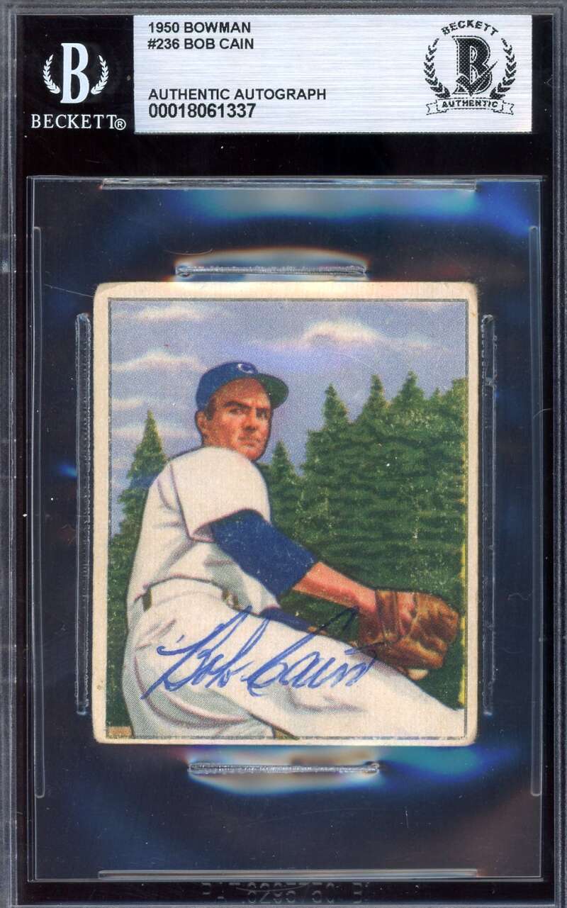 Bob Cain Beckett BAS Signed 1950 Bowman Rookie Autograph