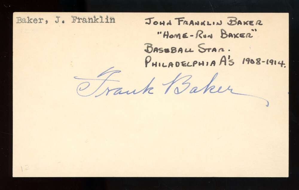 Frank Home Run Baker JSA Loa Signed 3x5 Index Card Autograph