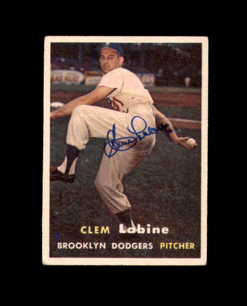 Clem Labine Signed 1957 Topps Brooklyn Dodgers Autograph