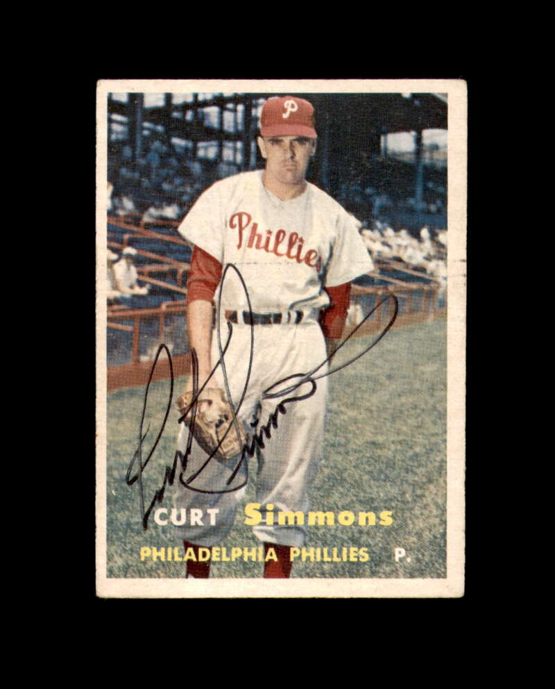 Curt Simmons Signed Authentic 1957 Topps Philadelphia Phillies Autograph