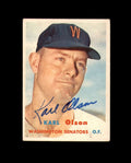 Karl Olson Signed Authentic 1957 Topps Washington Senators Autograph