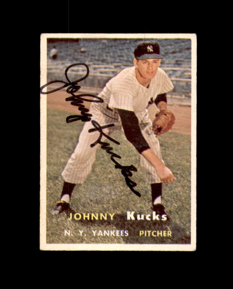 Johnny Kucks Signed Authentic 1957 Topps New York Yankees Autograph