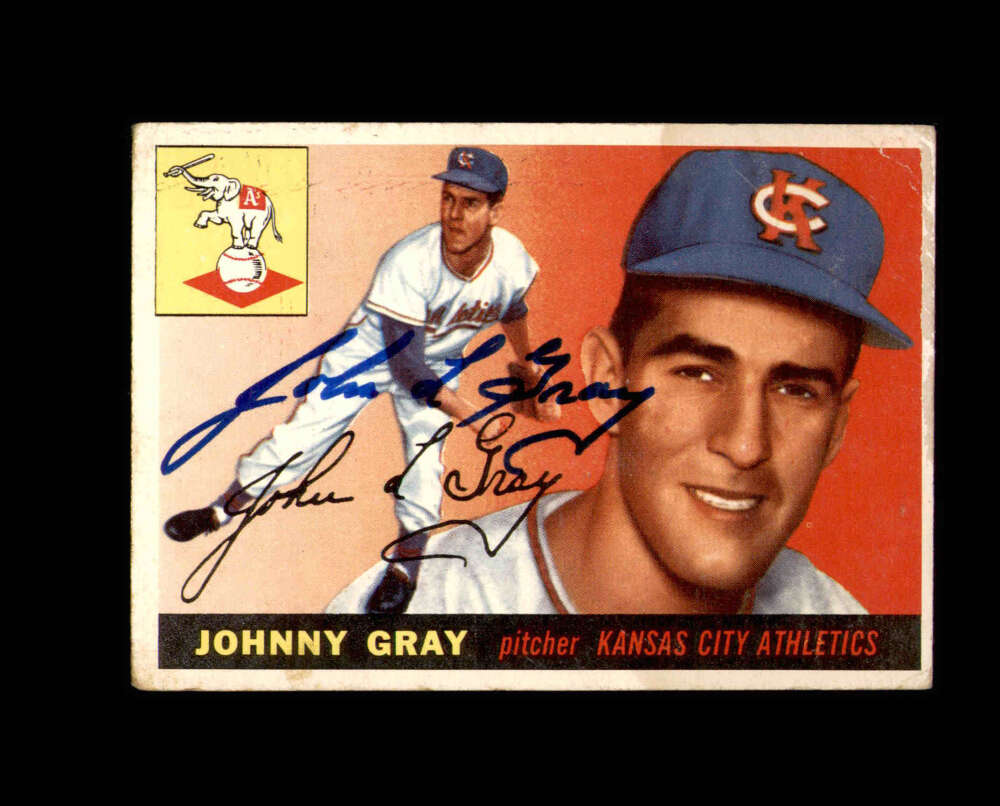 Johnny Gray Signed 1955 Topps Kansas City Athletics Autograph