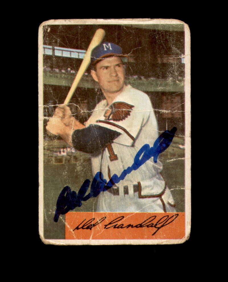Del Crandall Signed 1954 Bowman Milwaukee Braves Autograph