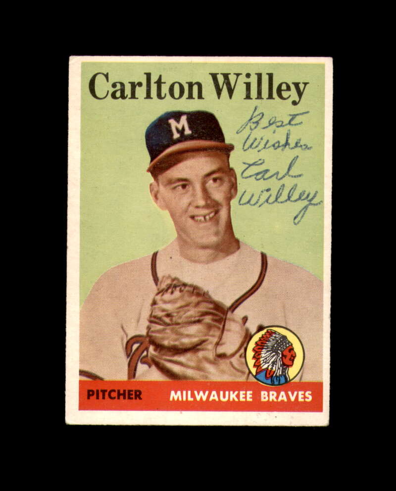 Carlton Willey Signed 1958 Topps Milwaukee Braves Autograph