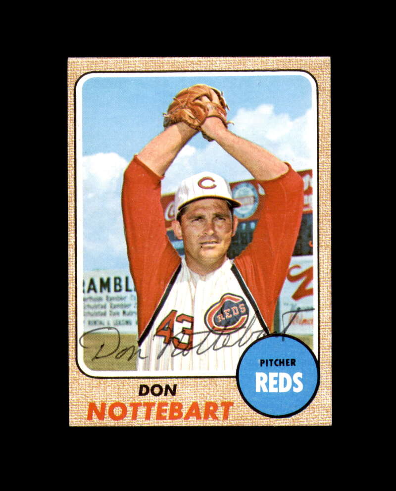 Don Nottebart Signed Original 1968 Topps Cincinnati Reds Autograph