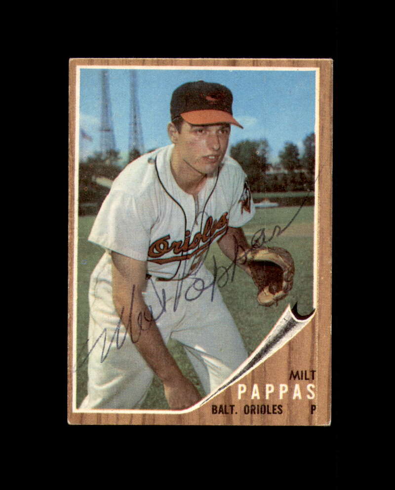 Milt Pappas Signed Authentic 1962 Topps Baltimore Orioles Autographed