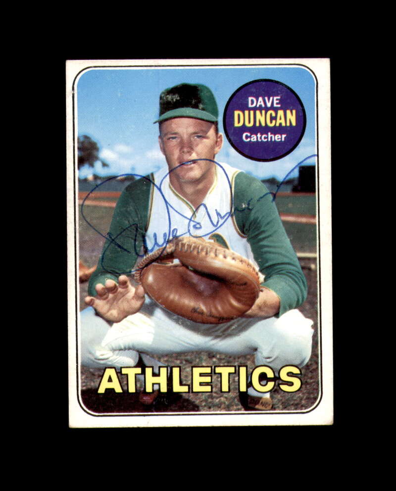 Dave Duncan Signed Authentic 1969 Topps Oakland Athletics Autograph