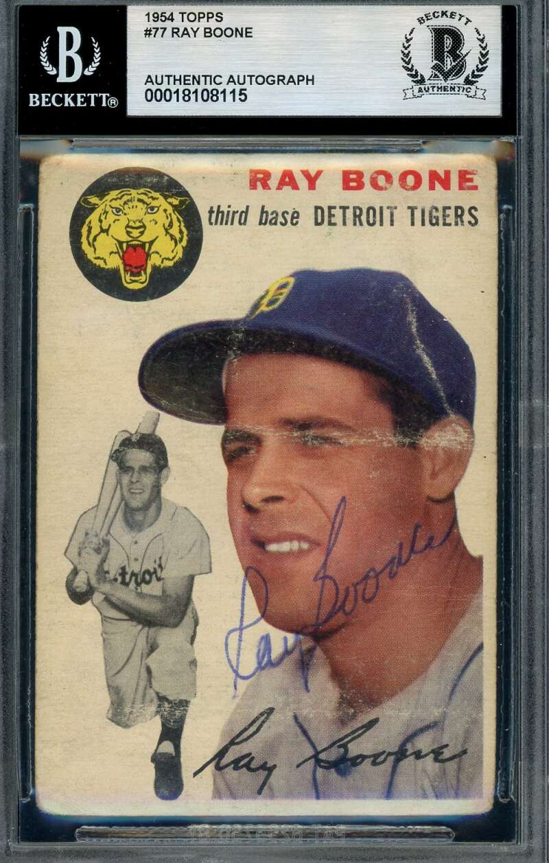 Ray Boone Beckett BAS Signed 1954 Topps Autographed