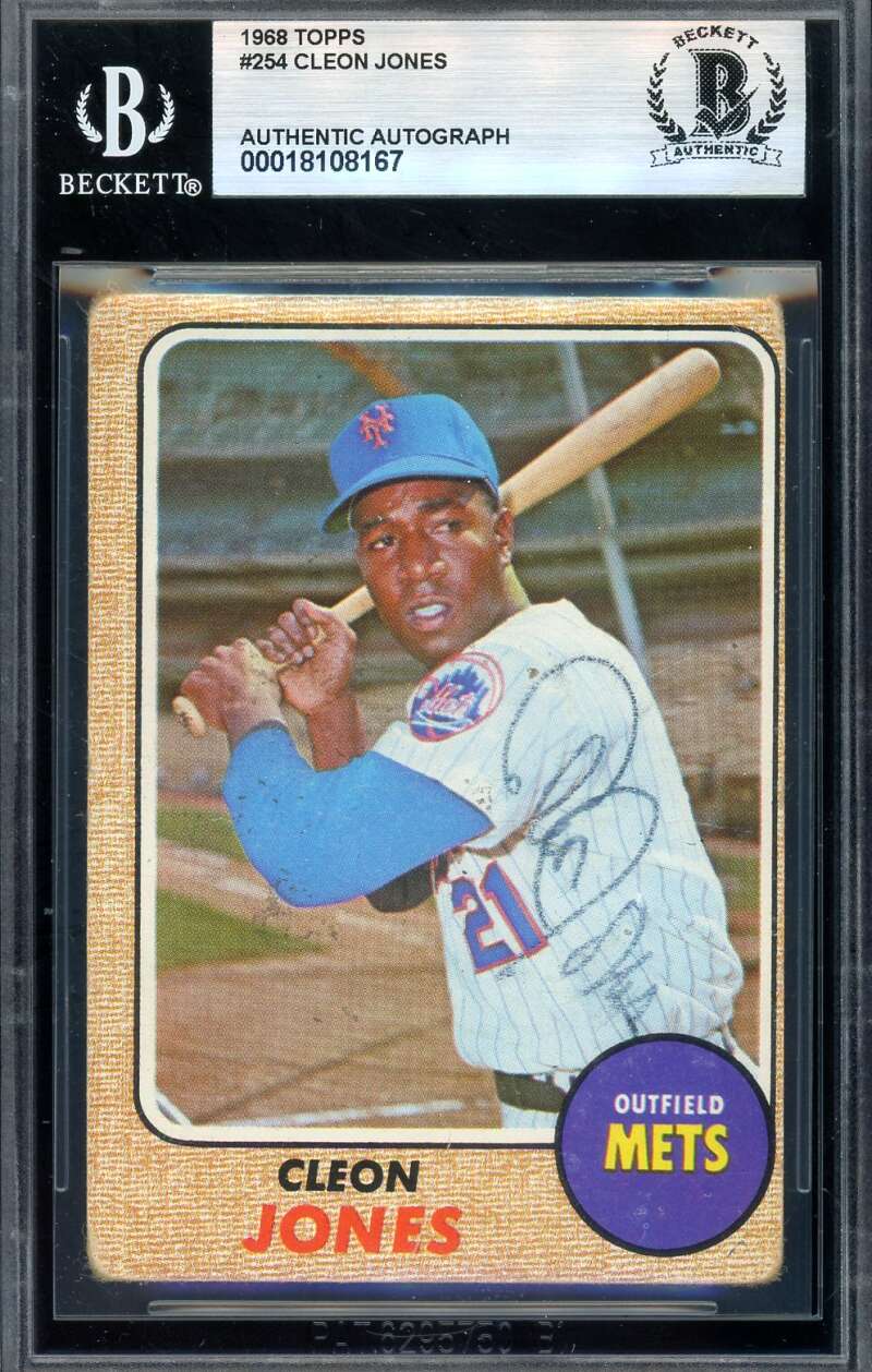 Cleon Jones Beckett BAS Vintage Signed 1968 Topps Autograph
