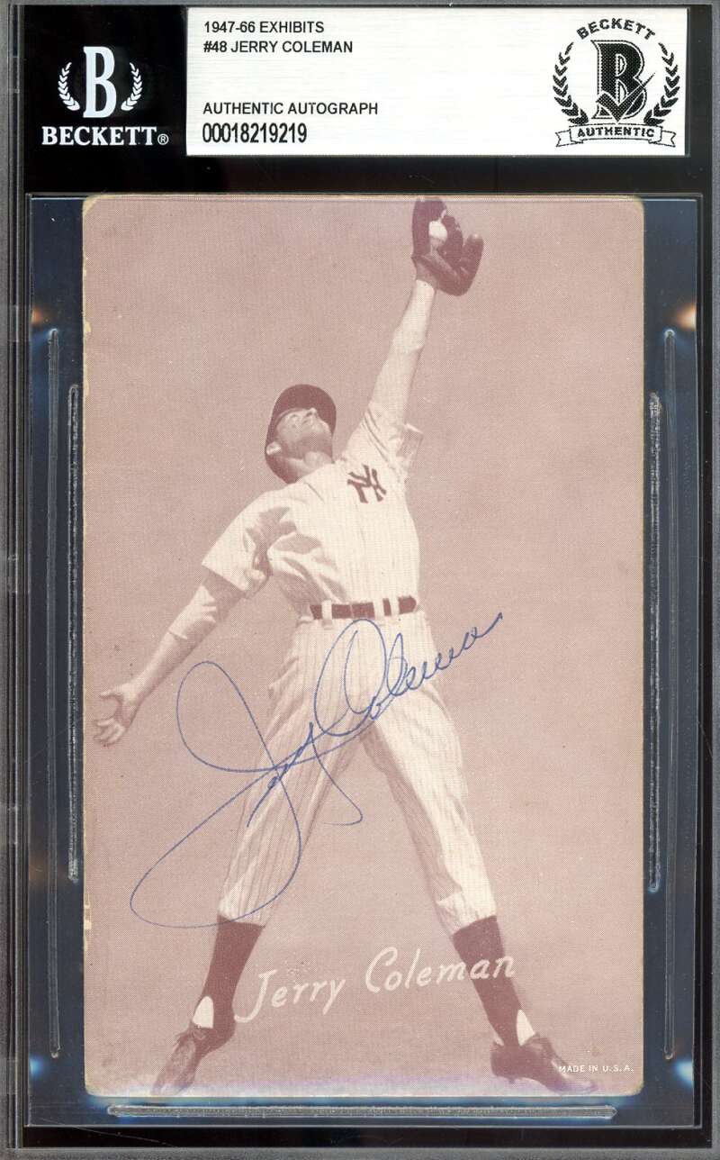 Jerry Coleman Beckett BAS Signed 1947-66 Exhibits Rookie Autograph