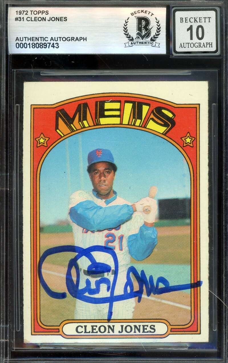 Cleon Jones Gem Mint 10 Beckett BAS Signed 1972 Topps Autograph