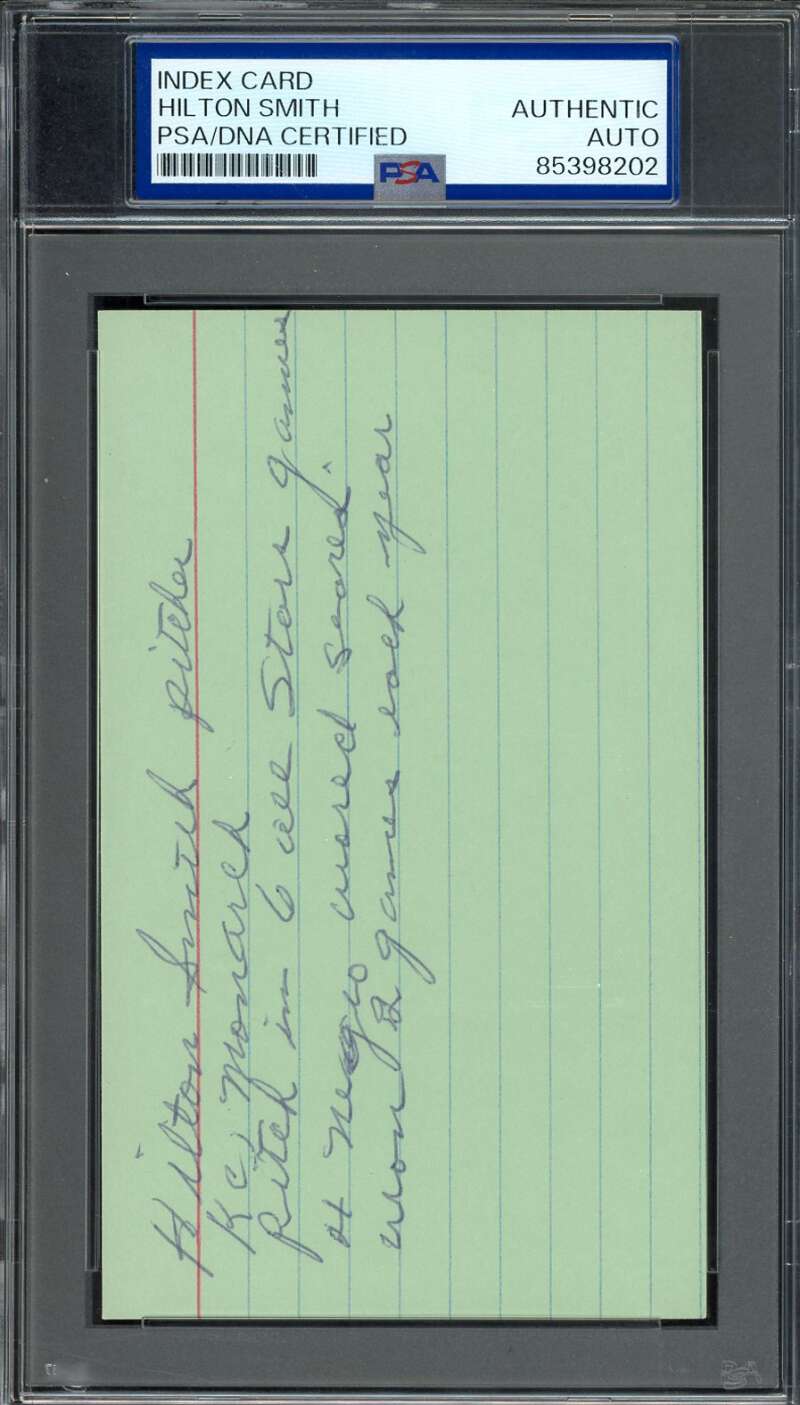 Hilton Smith PSA DNA Signed 3x5 Index Card With Bio Autograph
