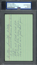 Hilton Smith PSA DNA Signed 3x5 Index Card With Bio Autographed