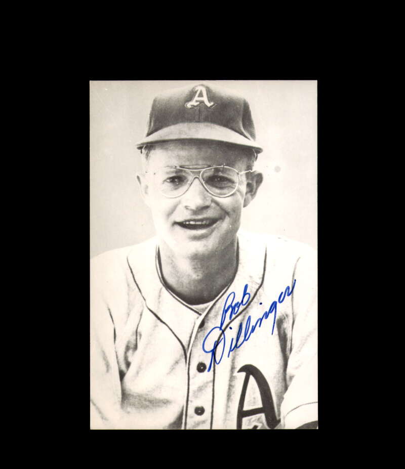Bob Dillinger Signed Photo Postcard Athletics Autograph