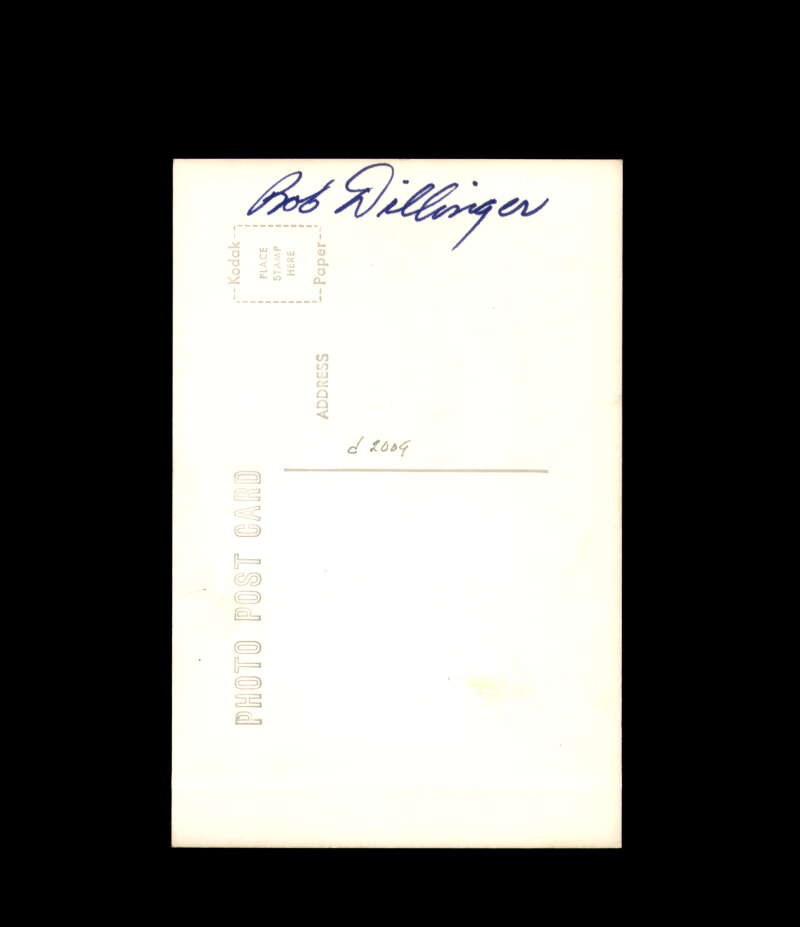 Bob Dillinger Signed Photo Postcard Athletics Autograph