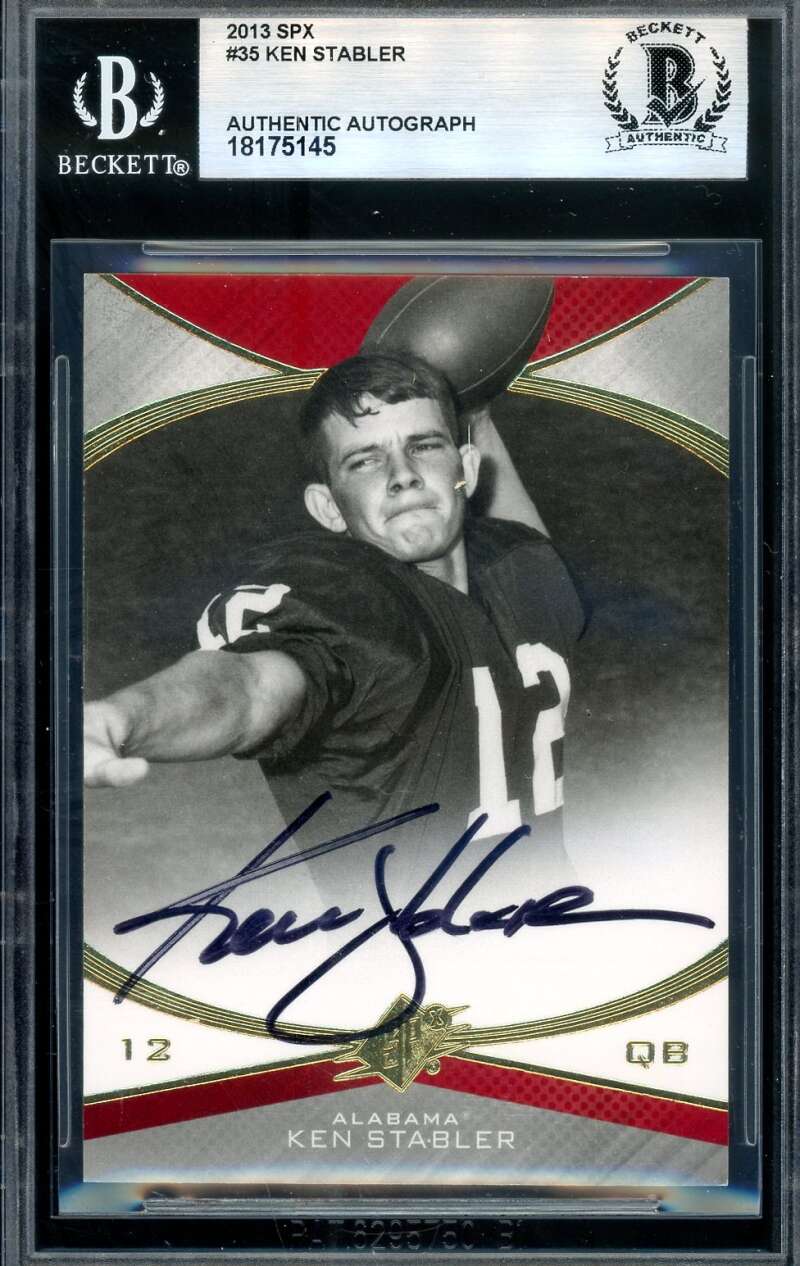 Ken Stabler Beckett BAS Signed 2013 Upper Deck SPX Autograph
