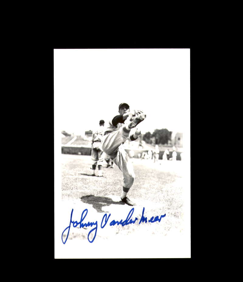Johnny Vander Meer Signed Photo Postcard Cincinnati Reds Autograph