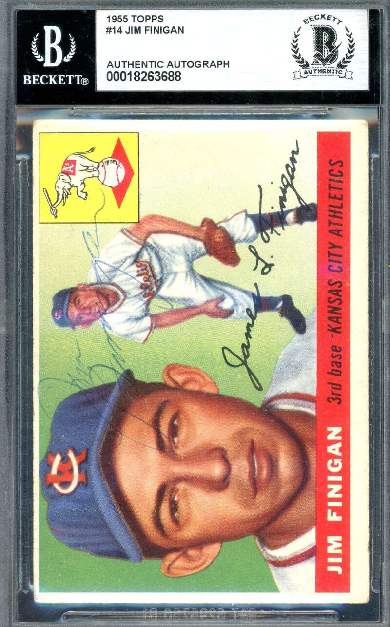 Jim Finigan Beckett BAS Signed 1955 Topps Autograph