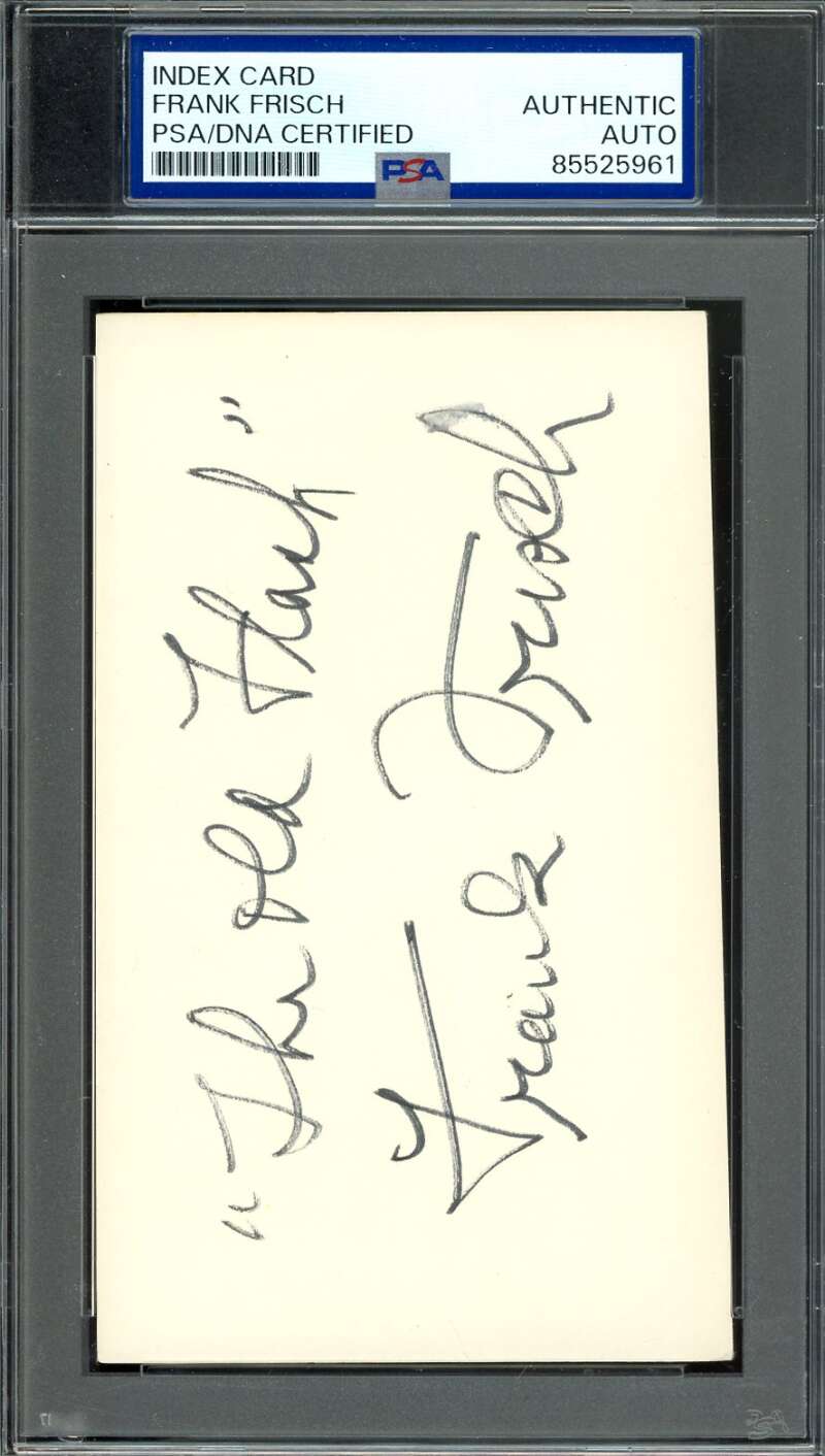 Frankie Frisch PSA DNA Coa Signed 3x5 Index Card Autograph