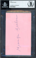 George Sisler Beckett BAS Signed Index Card Cut Autograph