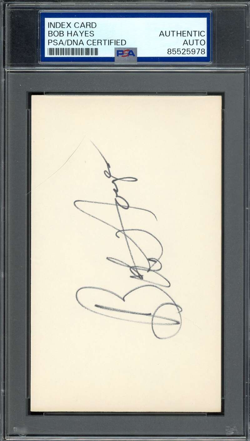 Bob Hayes PSA DNA Coa Signed 3x5 Index Card Autograph