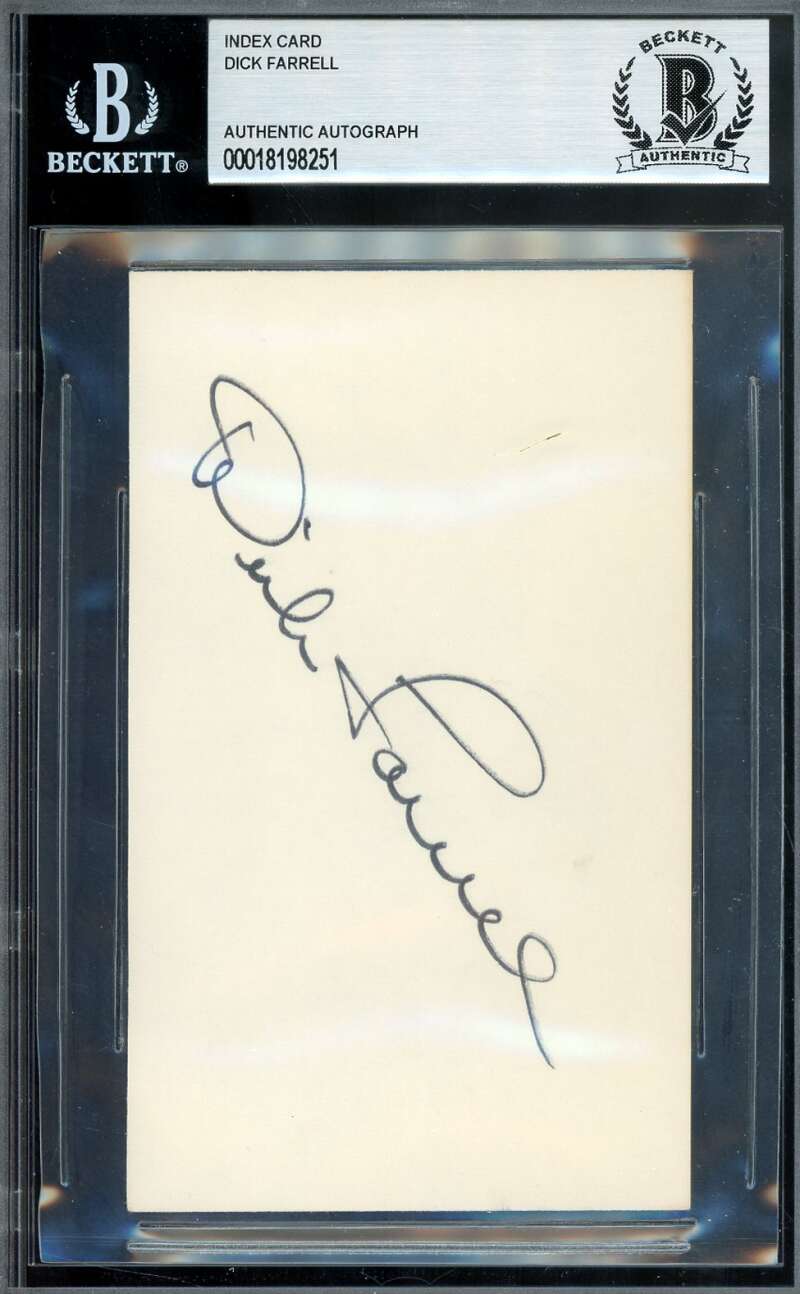 Dick Turk Farrell Beckett BAS Signed 3x5 Index Card Autograph