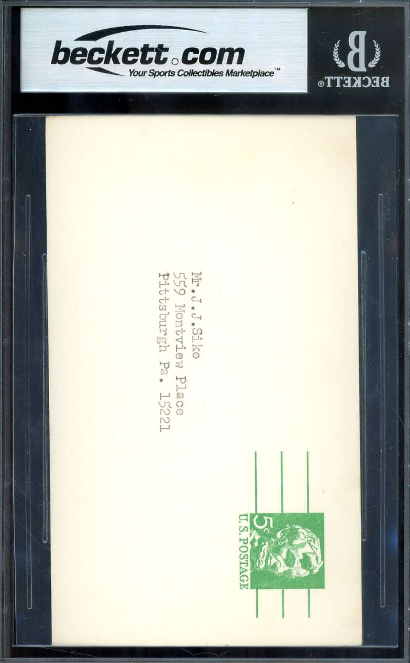 Fred Snodgrass Gem Mint 10 Beckett BAS Signed Government Postcard GPC Autograph