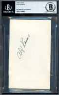 Alex Karras Beckett BAS Signed 3x5 Index Card Lions Autograph