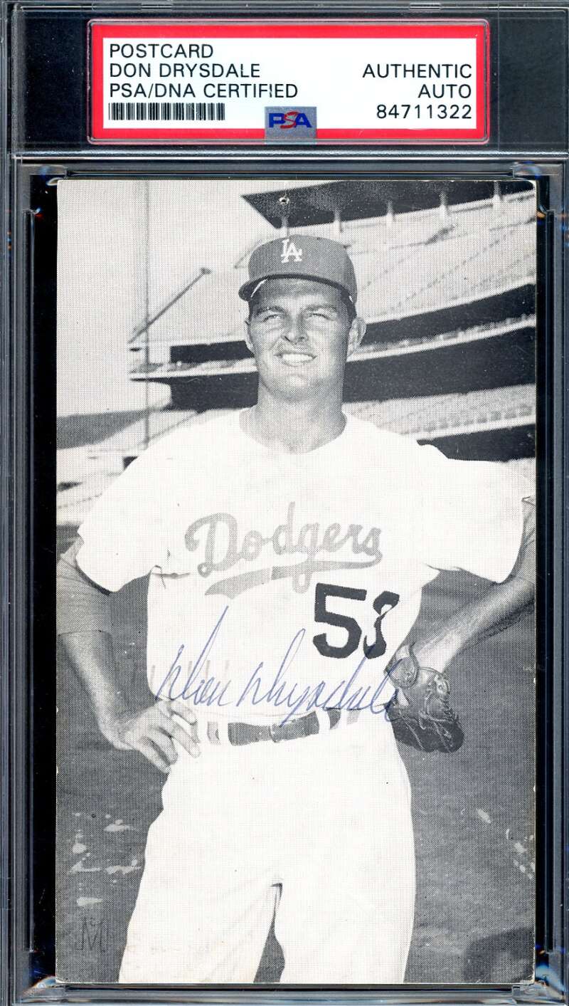 Don Drysdale PSA DNA Signed Photo Postcard 1962 PM Dodgers Autograph