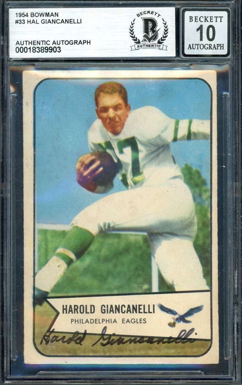 Hal Giancanelli Gem Mint 10 Beckett BAS Signed 1954 Bowman Rookie Autograph