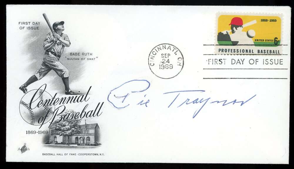Pie Traynor PSA DNA Signed 1969 First Day Cover Cache FDC Autograph