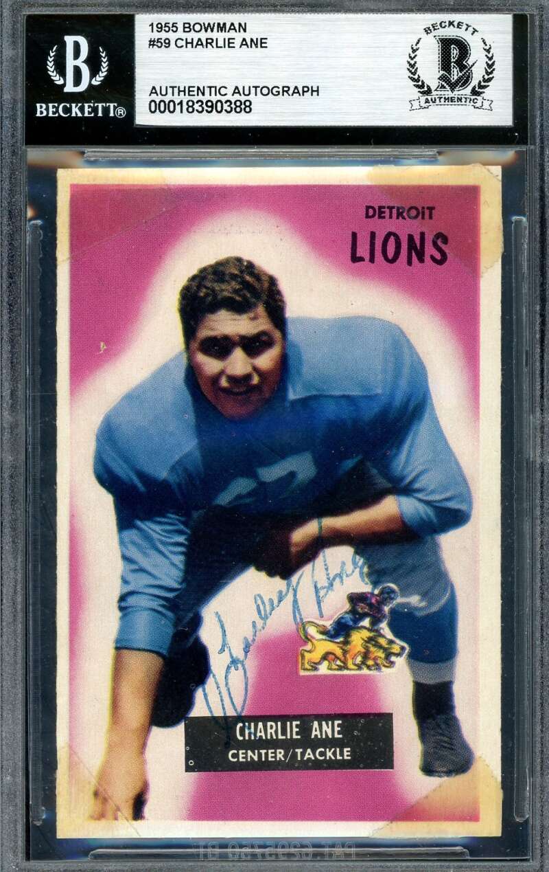 Charlie Ane Beckett BAS Signed 1955 Bowman Rookie Autograph
