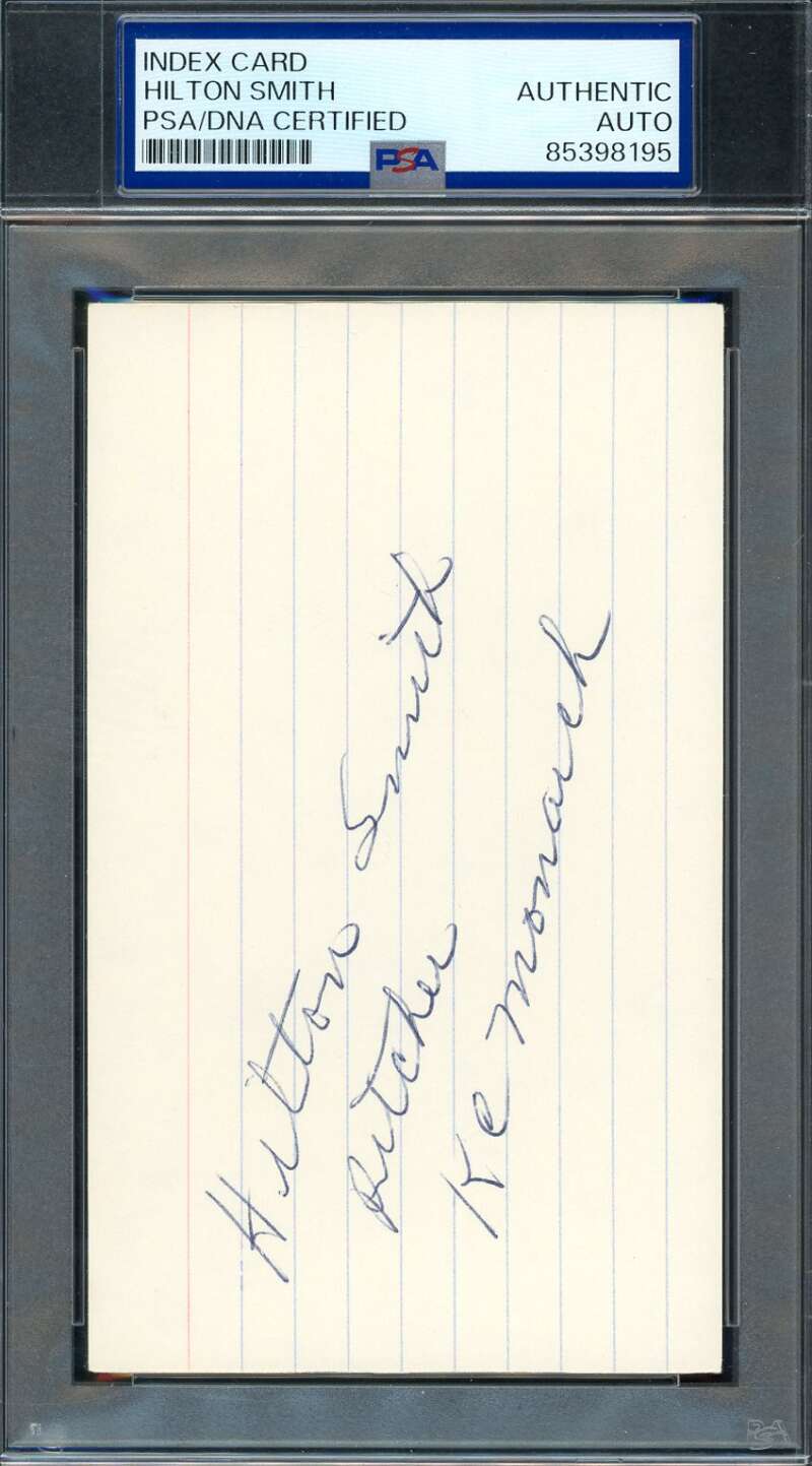 Hilton Smith PSA DNA Cert Signed 3x5 Index Card Autograph
