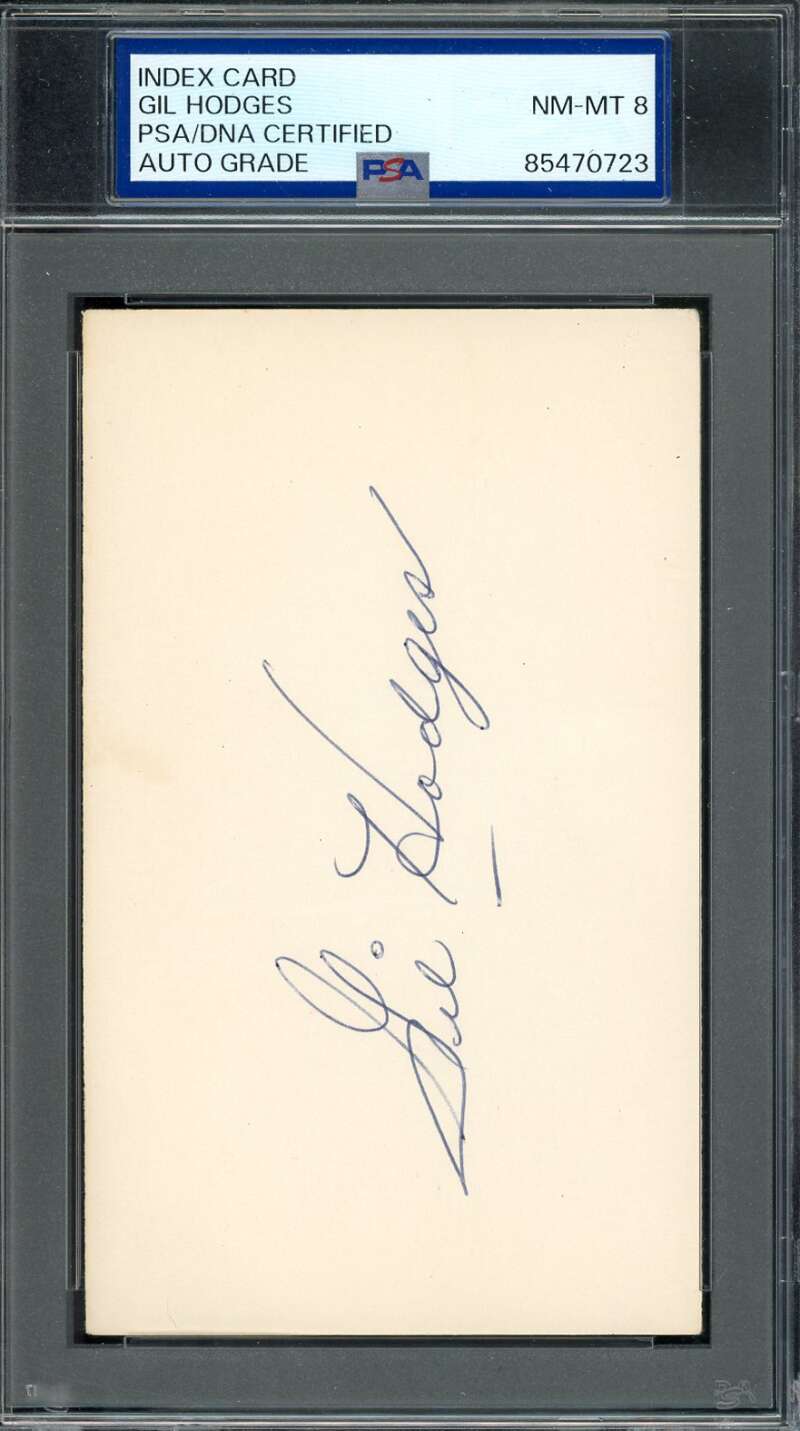 Gil Hodges PSA DNA Coa Signed 3x5 Index Card Mint Dodgers Autograph