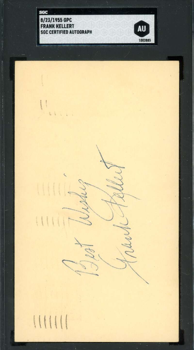Frank Kellert SGC Coa Signed 1955 GPC Government Postcard 1955 Dodgers Autograph