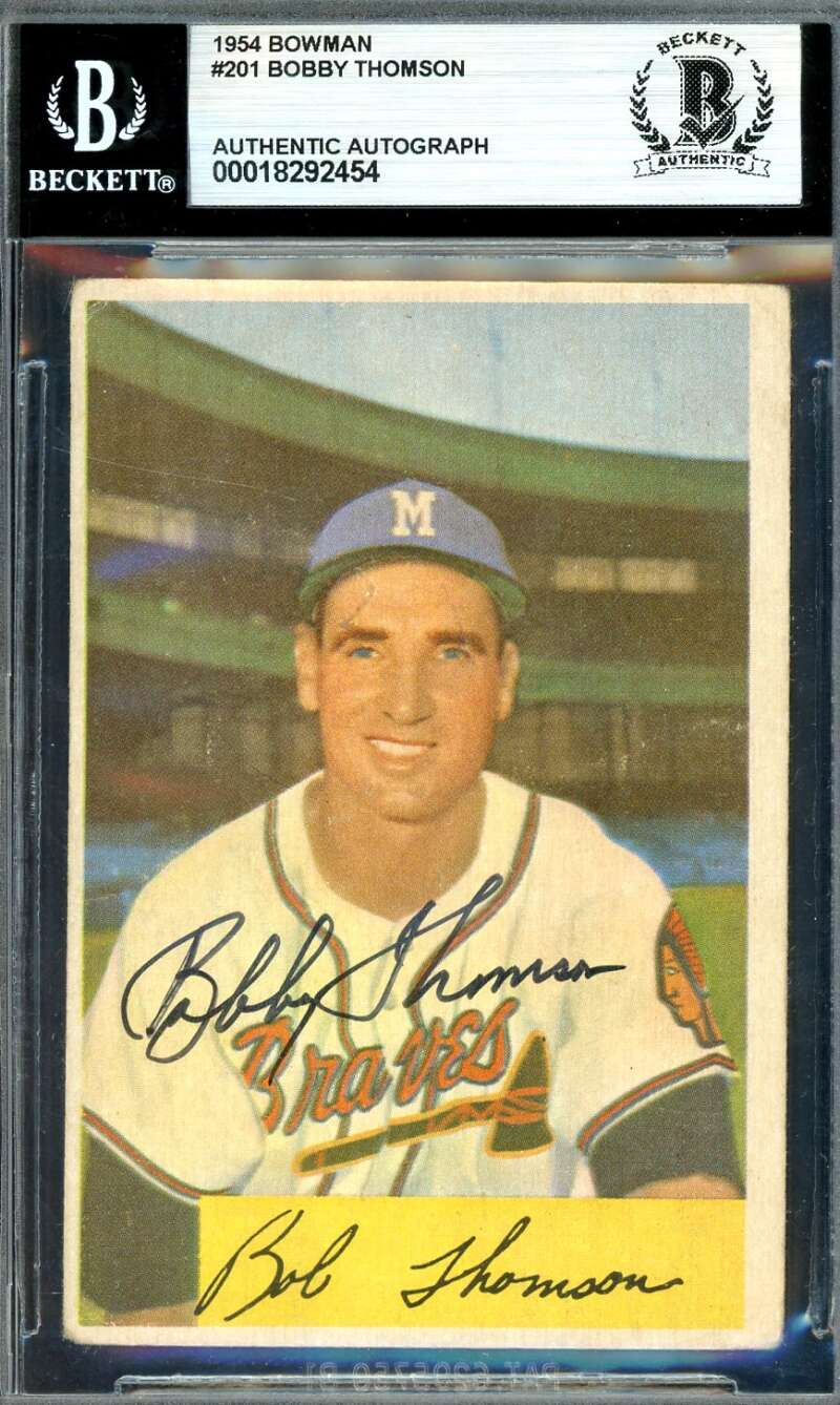 Bobby Thomson Beckett BAS Signed 1954 Bowman Autographed