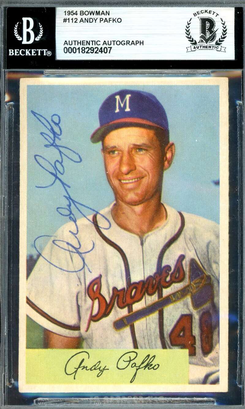 Andy Pafko Beckett BAS Signed 1954 Bowman Autographed