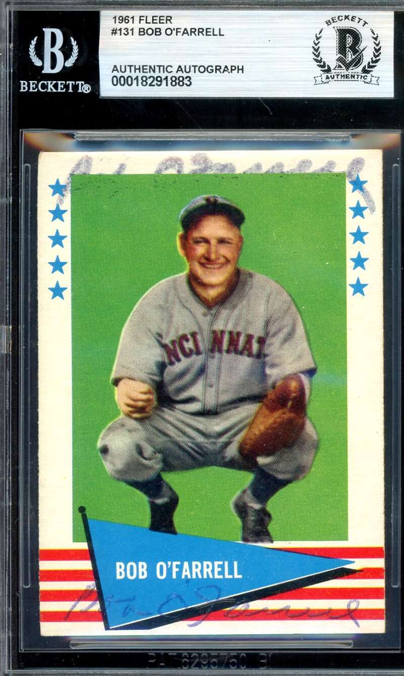 Bob O'Farrell Beckett BAS Signed 1961 Fleer Autograph