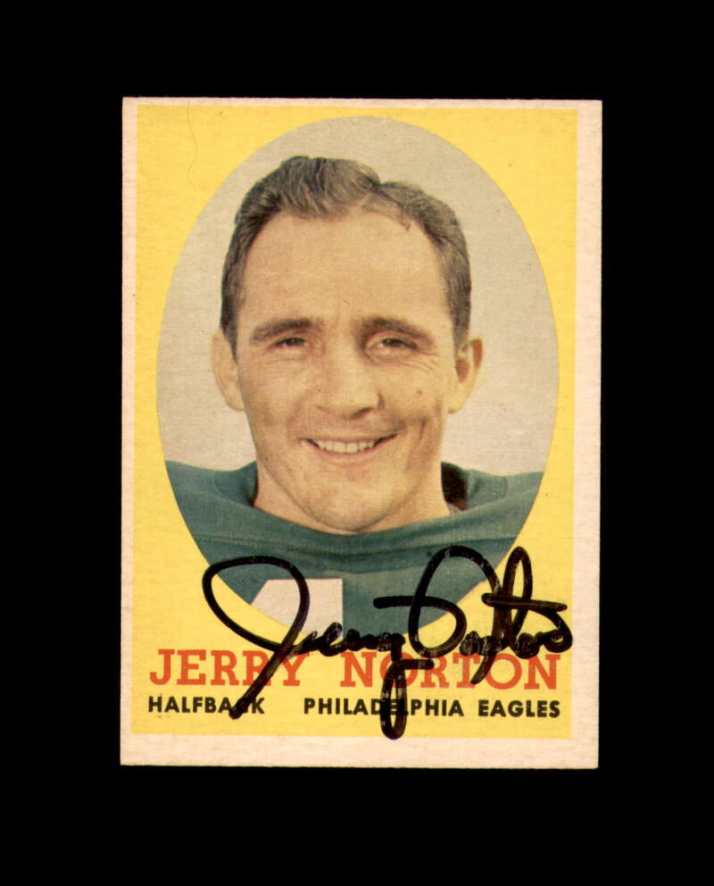 Jerry Norton Signed 1958 Topps Philadelphia Eagles Autograph