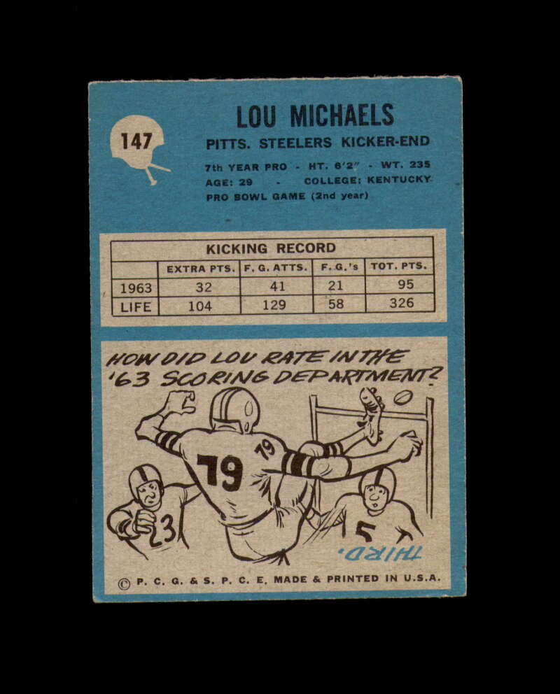Lou Michaels Signed Original 1964 Philadelphia Pittsburgh Steelers Autograph