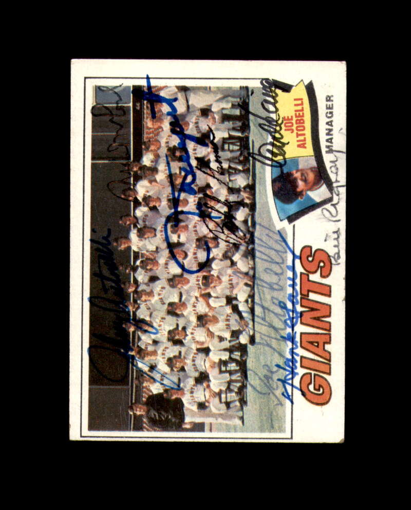 Sauer Rigney Craig Altobelli Signed by 7 1977 Topps Team San Francisco Giants Autograph