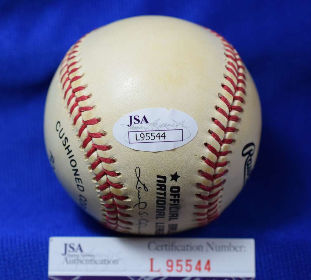 Enos Slaughter JSA COA Autograph National League ONL Signed Baseball HOF 1985