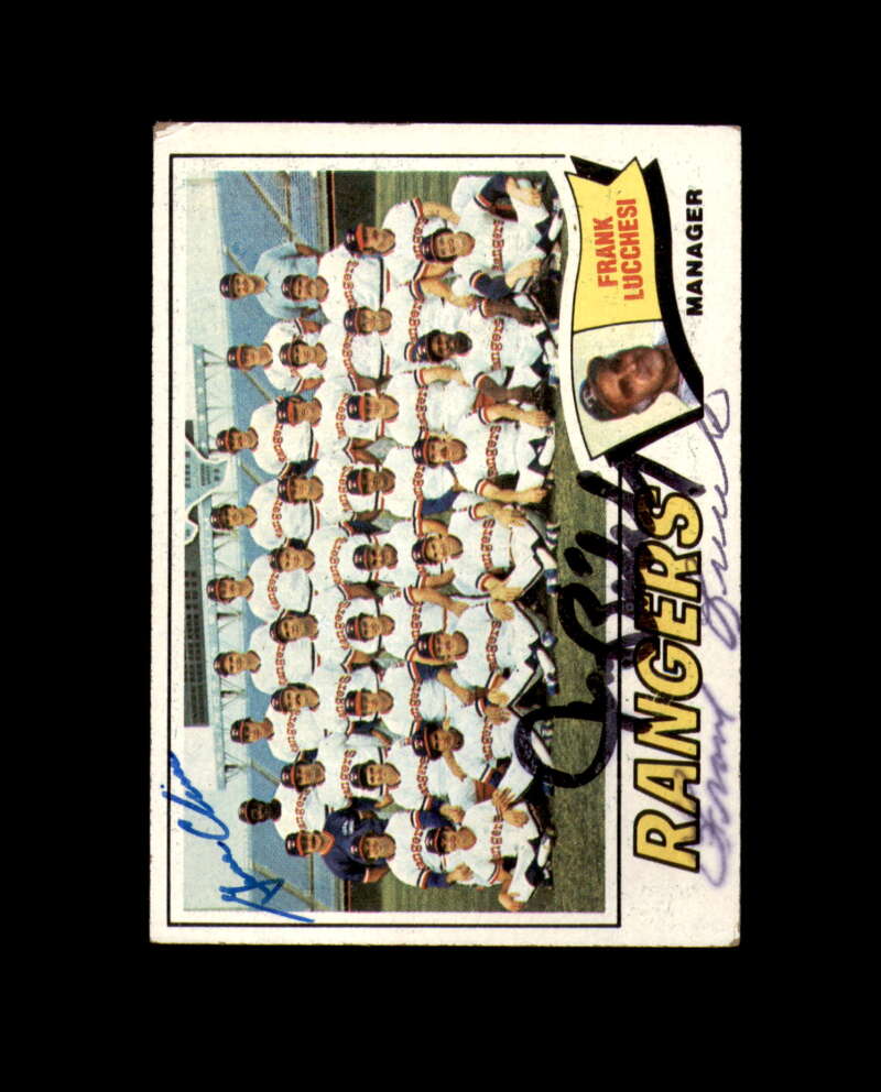 Lucchesi Clines Bibby Signed by 3 1977 Topps Team Texas Rangers Autograph