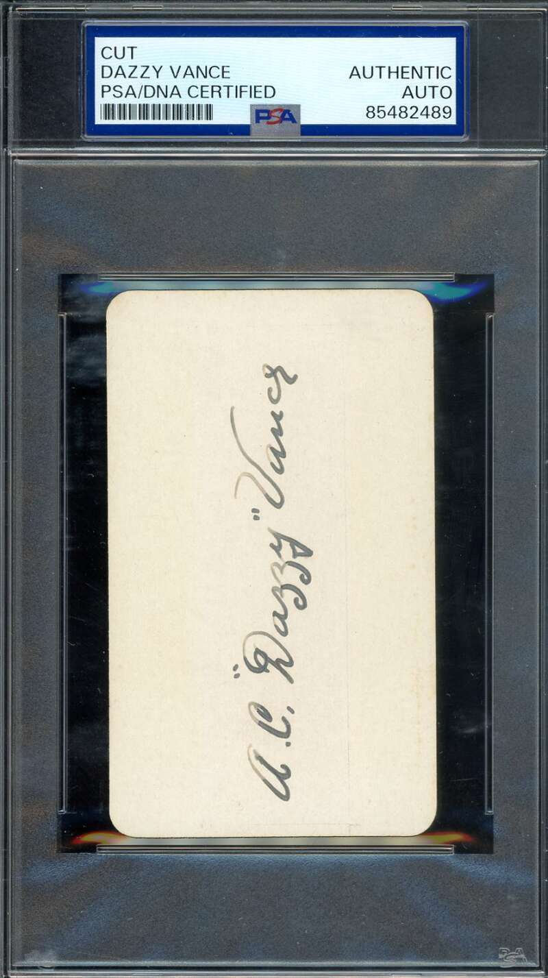 Dazzy Vance PSA DNA Coa Signed 3x5 Index Card Cut Autograph